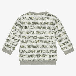 IKKS-Boys Grey Botanical Stripe Sweatshirt | Childrensalon Outlet