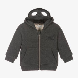 IKKS-Boys Grey Hooded Zip-Up Top | Childrensalon Outlet
