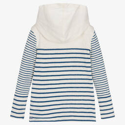 IKKS-Boys Ivory & Blue Stripe Hooded Top | Childrensalon Outlet