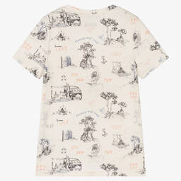 IKKS-Boys Ivory Cotton T-Shirt | Childrensalon Outlet