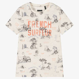 IKKS-Boys Ivory Cotton T-Shirt | Childrensalon Outlet