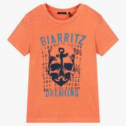 IKKS-Boys Orange Cotton T-Shirt | Childrensalon Outlet