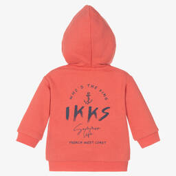 آي كيه كيه إس-Boys Orange Cotton Zip-Up Hoodie | Childrensalon Outlet