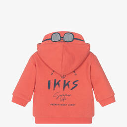 آي كيه كيه إس-Boys Orange Cotton Zip-Up Hoodie | Childrensalon Outlet
