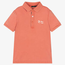 آي كيه كيه إس-Boys Red Cotton Polo Shirt | Childrensalon Outlet