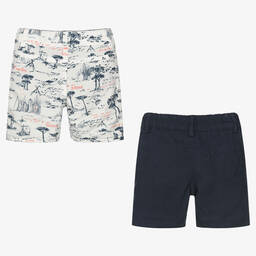 IKKS-Boys White & Blue Reversible Shorts | Childrensalon Outlet