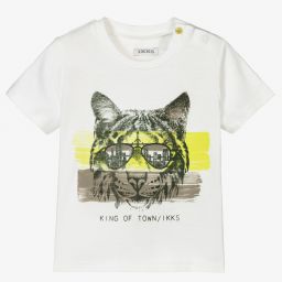 IKKS-Boys White Tiger T-Shirt | Childrensalon Outlet