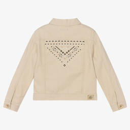 آي كيه كيه إس-Girls Beige Canvas Jacket | Childrensalon Outlet