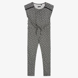 آي كيه كيه إس-Girls Black Floral Jumpsuit | Childrensalon Outlet