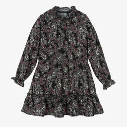 IKKS-Girls Black Paisley Dress | Childrensalon Outlet