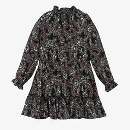 IKKS-Girls Black Paisley Dress | Childrensalon Outlet