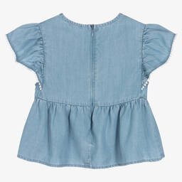 آي كيه كيه إس-Girls Blue Chambray Blouse | Childrensalon Outlet