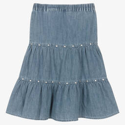 IKKS-Girls Blue Chambray Skirt | Childrensalon Outlet