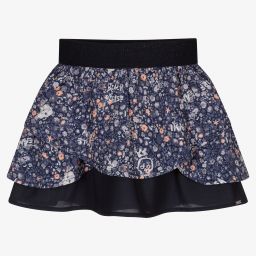 IKKS-Girls Blue Floral Cotton Skirt | Childrensalon Outlet