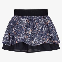 IKKS-Girls Blue Floral Cotton Skirt | Childrensalon Outlet