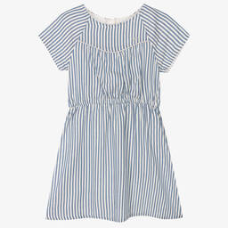 آي كيه كيه إس-Girls Blue Stripe Viscose Dress | Childrensalon Outlet