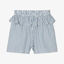 IKKS-Girls Blue Striped Viscose Shorts | Childrensalon Outlet