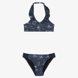 IKKS-Girls Blue Surf Print Bikini | Childrensalon Outlet