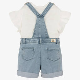 IKKS-Girls Denim Dungaree Shorts Set | Childrensalon Outlet