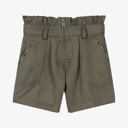 IKKS-Girls Green Belted Shorts | Childrensalon Outlet