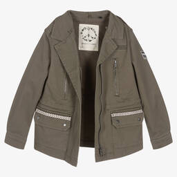 آي كيه كيه إس-Girls Green Military Jacket | Childrensalon Outlet