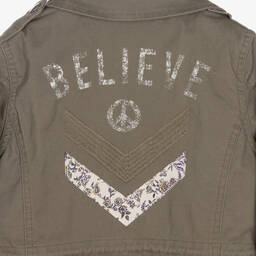 آي كيه كيه إس-Girls Green Military Jacket | Childrensalon Outlet