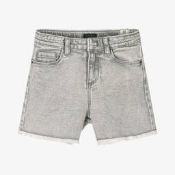 آي كيه كيه إس-Girls Grey Cotton Denim Shorts | Childrensalon Outlet