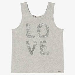 آي كيه كيه إس-Girls Grey Cotton Vest Top | Childrensalon Outlet