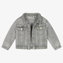 IKKS-Girls Grey Hooded Denim Jacket | Childrensalon Outlet