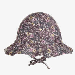 آي كيه كيه إس-Girls Grey & Purple Floral Hat | Childrensalon Outlet
