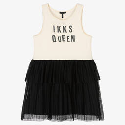 IKKS-Girls Ivory & Black Tulle Dress | Childrensalon Outlet