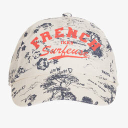 IKKS-Girls Ivory & Blue Print Cotton Cap | Childrensalon Outlet