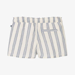 IKKS-Girls Ivory & Blue Striped Shorts | Childrensalon Outlet
