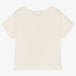 IKKS-Girls Ivory Cotton T-Shirt | Childrensalon Outlet