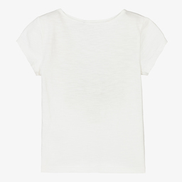 IKKS-Girls Ivory Cotton T-Shirt | Childrensalon Outlet