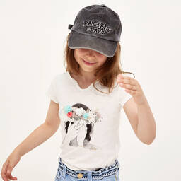 IKKS-Girls Ivory Cotton T-Shirt | Childrensalon Outlet