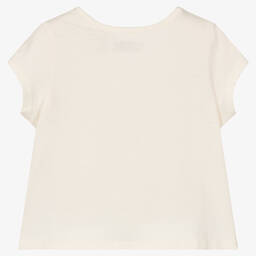 IKKS-Girls Ivory Cotton T-Shirt | Childrensalon Outlet