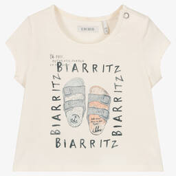 IKKS-Girls Ivory Cotton T-Shirt | Childrensalon Outlet
