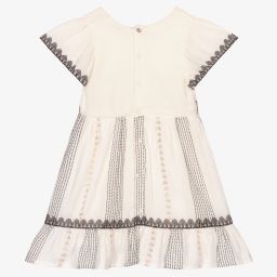 آي كيه كيه إس-فستان قطن وفسيكوز لون عاجي | Childrensalon Outlet