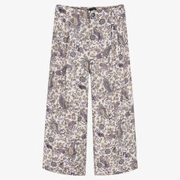 آي كيه كيه إس-Girls Ivory Paisley Print Trousers | Childrensalon Outlet