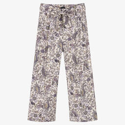 آي كيه كيه إس-Girls Ivory Paisley Print Trousers | Childrensalon Outlet