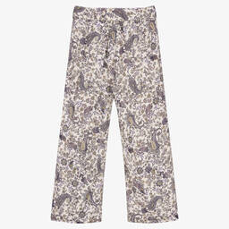 آي كيه كيه إس-Girls Ivory Paisley Print Trousers | Childrensalon Outlet