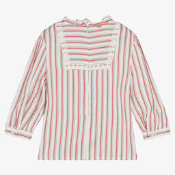 IKKS-Girls Ivory & Red Striped Blouse | Childrensalon Outlet