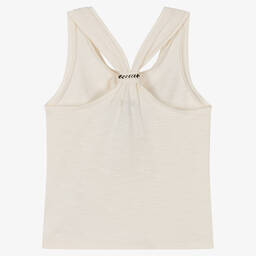 آي كيه كيه إس-Girls Ivory Sleeveless T-Shirt | Childrensalon Outlet