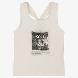 آي كيه كيه إس-Girls Ivory Sleeveless T-Shirt | Childrensalon Outlet