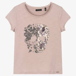 IKKS-Girls Lilac Cotton Skull T-Shirt | Childrensalon Outlet