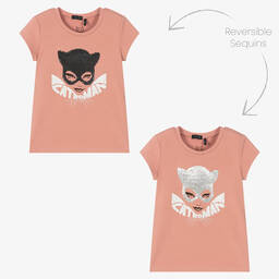 آي كيه كيه إس-Girls Pink Catwoman T-Shirt | Childrensalon Outlet