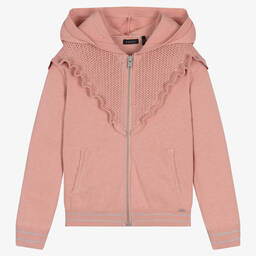 IKKS-Girls Pink Knit Zip-Up Hoodie | Childrensalon Outlet