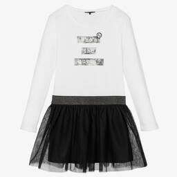 IKKS-Girls White & Black Dress | Childrensalon Outlet