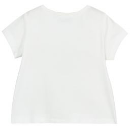 IKKS-Girls White Cotton T-Shirt | Childrensalon Outlet